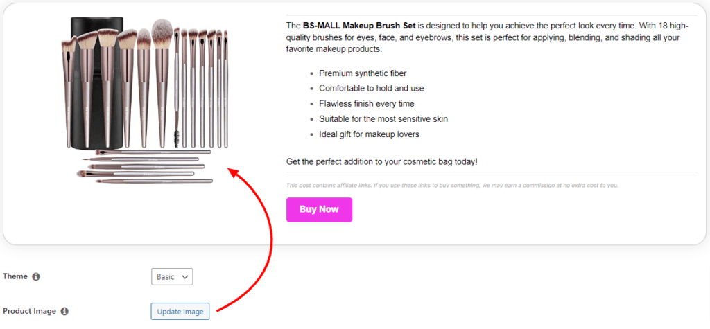 Pretty Links Product Display Example_Makeup Brush Set