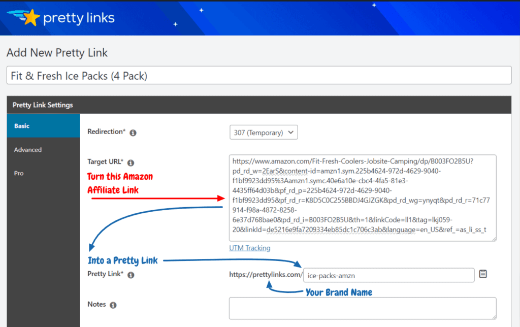 Acortar largos enlaces de afiliados de Amazon en corto, Pretty Links