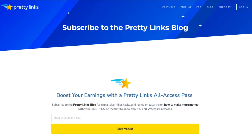 Subscribe to blog PrettyLinks example