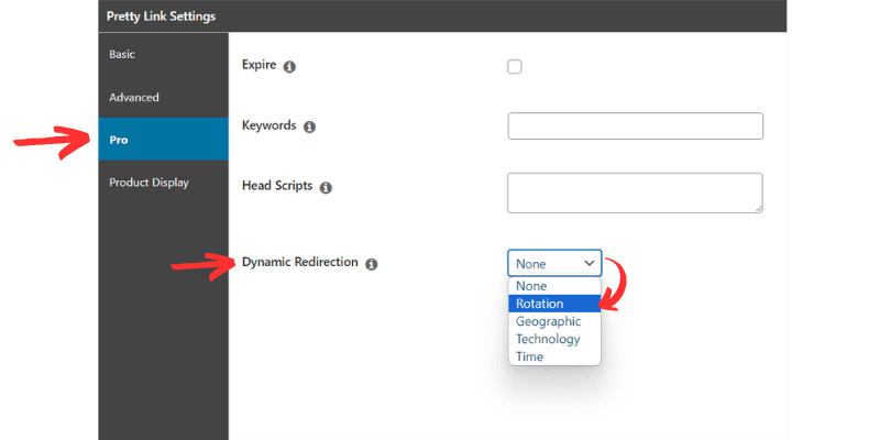 Dynamic Redirection type_Rotation 