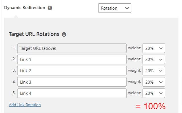 Link rotations should add up to 100% 