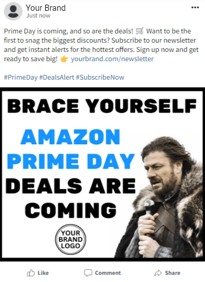 Publier sur les médias sociaux des offres et des accroches pour le Prime Day. 