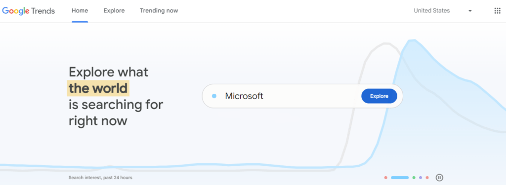 Página inicial do Google Trends 