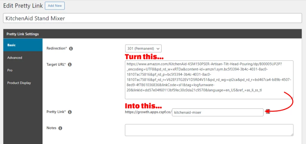 Raccourcir, marquer et convertir un lien d'affiliation en un lien d'affichage de produit avec Pretty LInks