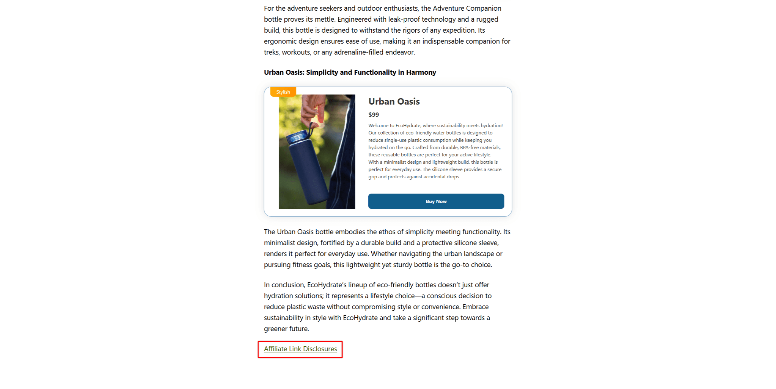 A disclosure link displayed at the bottom of a post