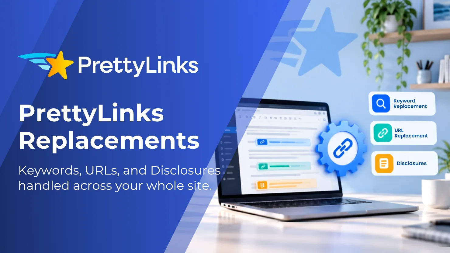Explicação sobre as substituições PrettyLinks: palavras-chave, URLs e divulgações